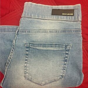 DKNY High Rise Denim Jean Shorts in Soft Blue